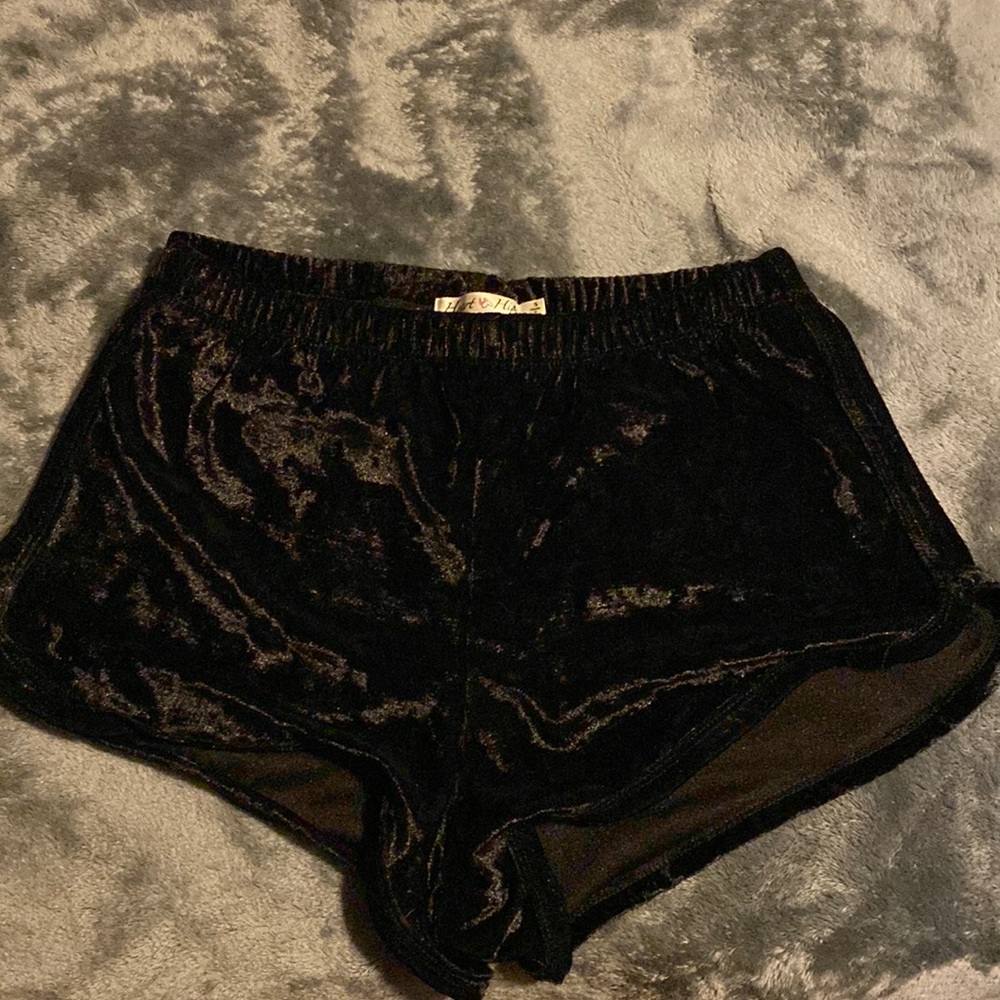 Black velvet shorts